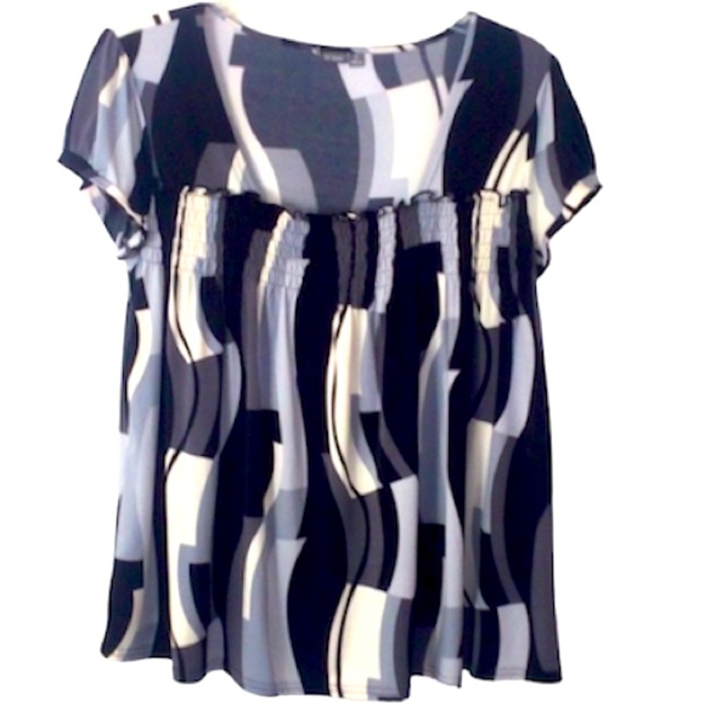 🌞 Apt 9 Stretch black white grey square neckline cap sleeves women XL